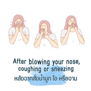 After blowing your nose, coughing, or sneezing