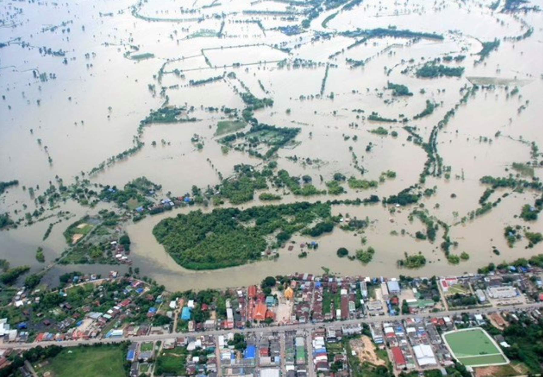 Flood retention areas in the Bang Rakam model prevent flooding along the Yom River from overflowing agricultural zones in the wet season (photo credit: Thai-German Climate Programme – Water)